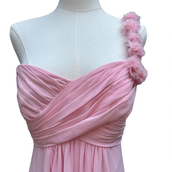 Val Stefani Pink One-Shoulder Sweetheart Neckline Formal Gown Size 14 - Picture 3 of 15